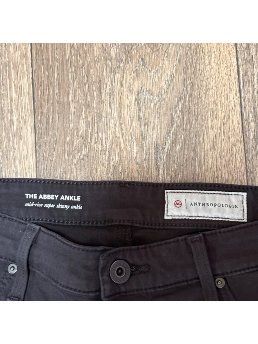 The Abbey Ankle Mid-Rise Super Skinny Black Jeans Anthropologie Size 31R Stretch - Picture 4 of 10